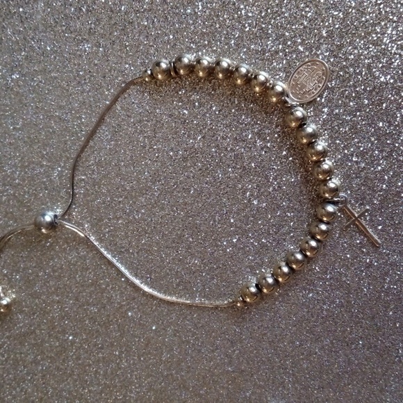 Vintage Religious Gold Tone Beaded Bracelet - Picture 7 of 8